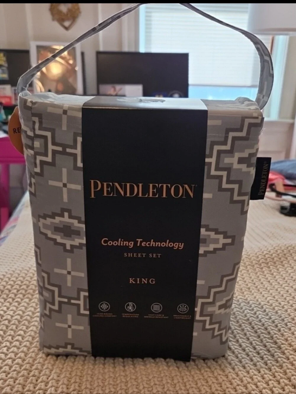 Pendleton Cooling Technology King Sheet Set In Grey Aztec Print
